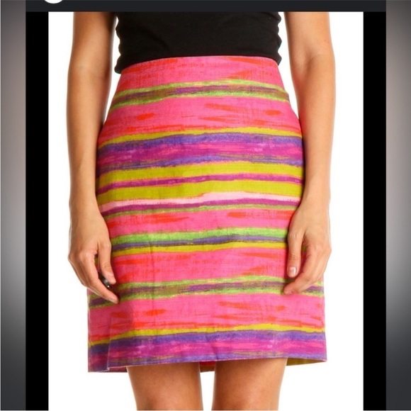 Ann Taylor Colorblock Striped Mini Skirt | Pink, Purple & Green | Size 10 - Picture 1 of 9